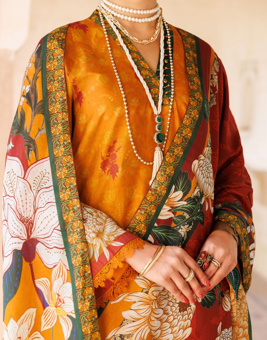 Almirah 3 Piece Stitched Lawn Collection | ALP-3PS-1974