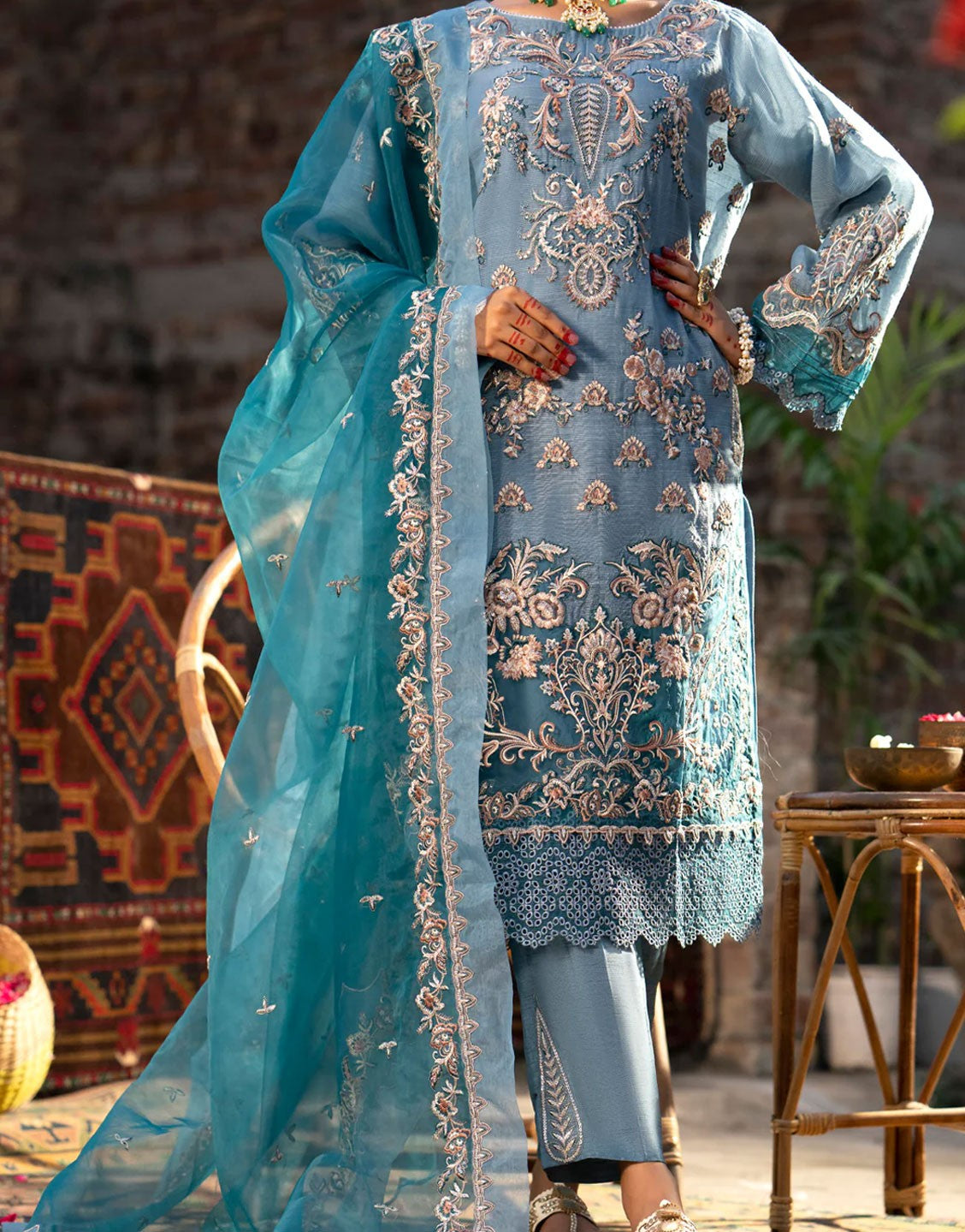 Almirah Formal Khaddi Stripe Party Wear Dress | AL-3PS-LS-UN-451