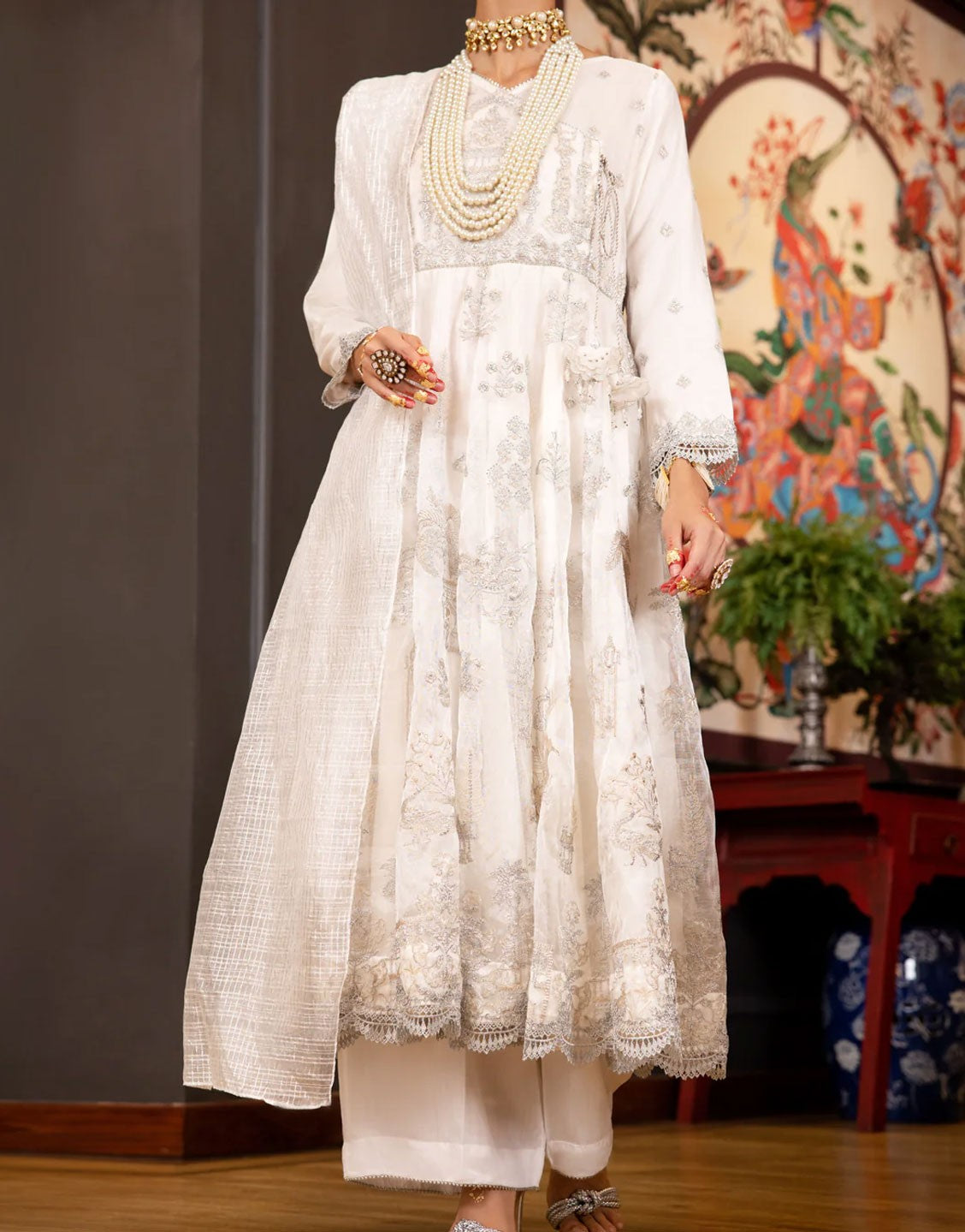 Almirah 3 Pcs Poly Net Fancy Wedding Dress | AL-3PS-LS-371