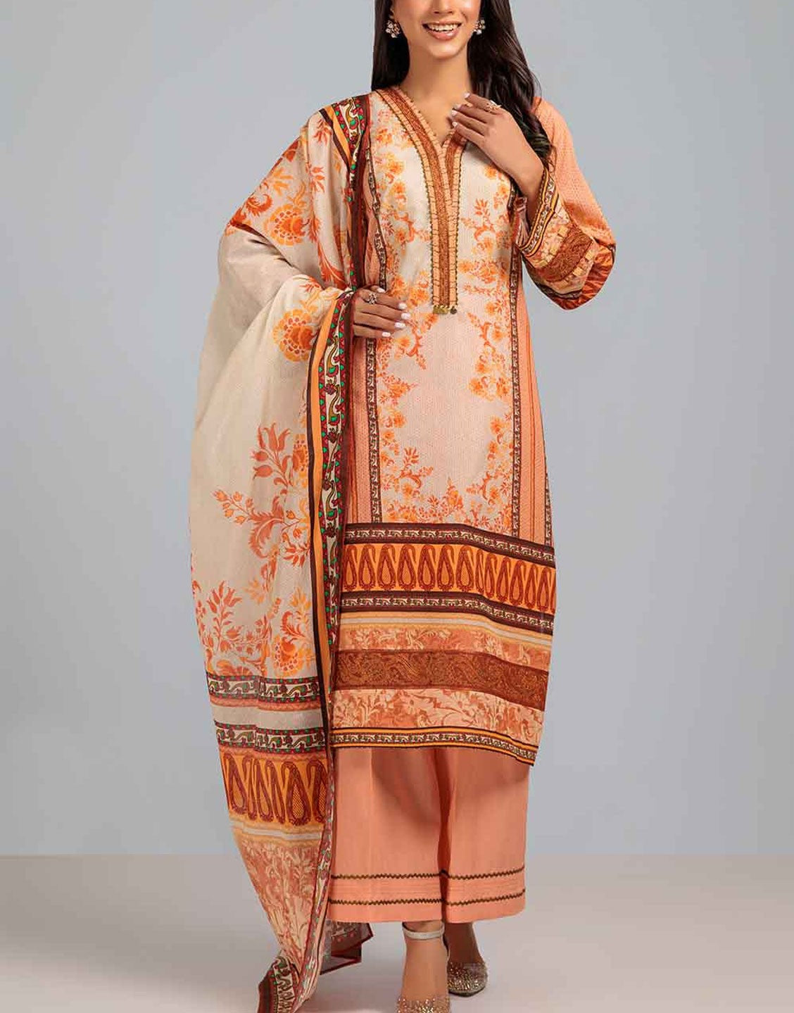 Bonanza Satrangi 3 Piece Printed Lawn Suit | CLARET LIFE ASO233P50A