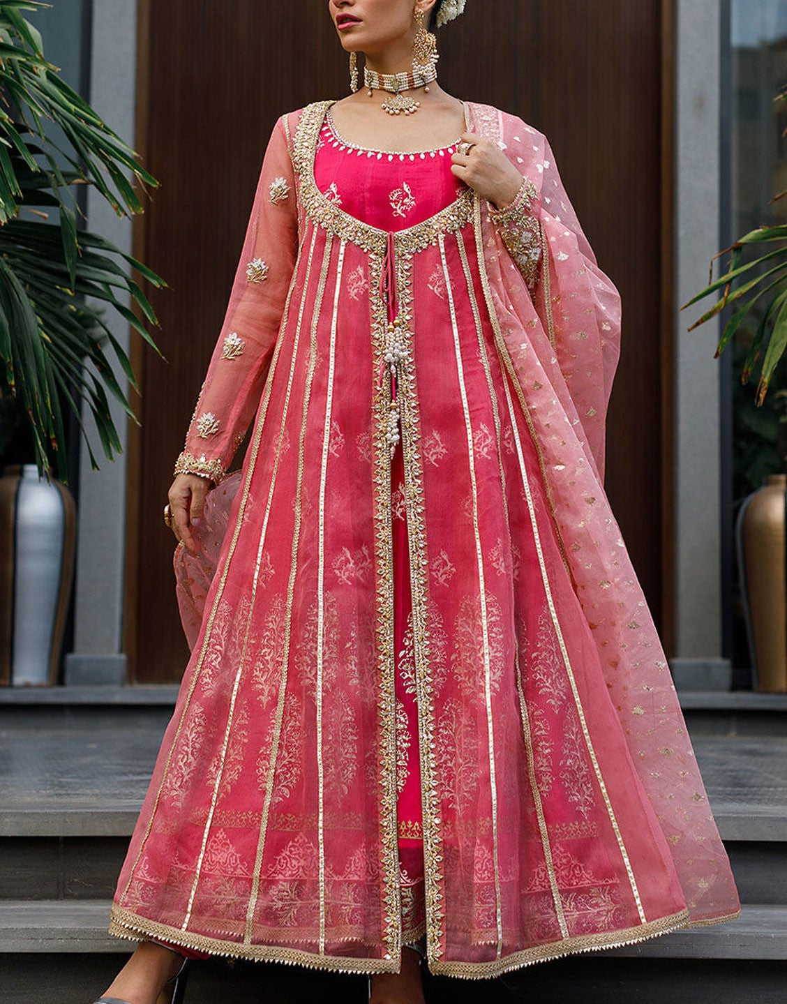 Deepak Perwani Anarkali Style Organza Maxi Dress | KTD4058