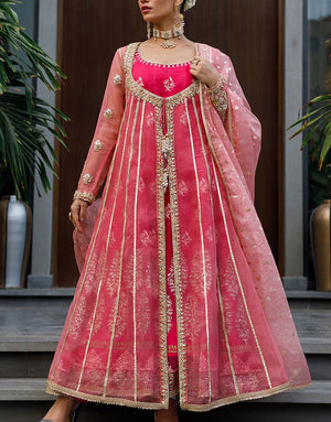 Deepak Perwani Anarkali Style Organza Maxi Dress | KTD4058