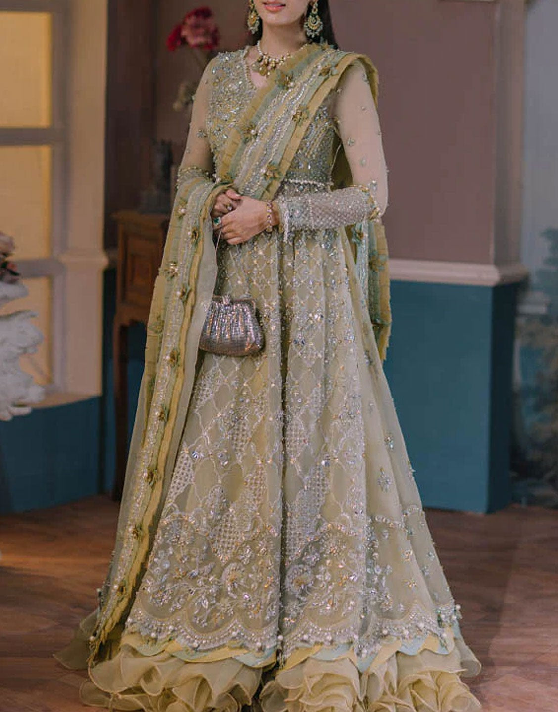 Elan Luxury Organza Wedding Wear Maxi Dress | AIREEN (EC2-23-04)