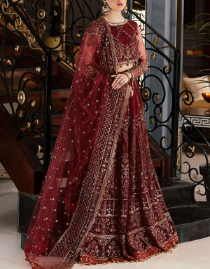 Emaan Adeel Luxury Embroidered Net Bridal Lehenga Dress | MH-04