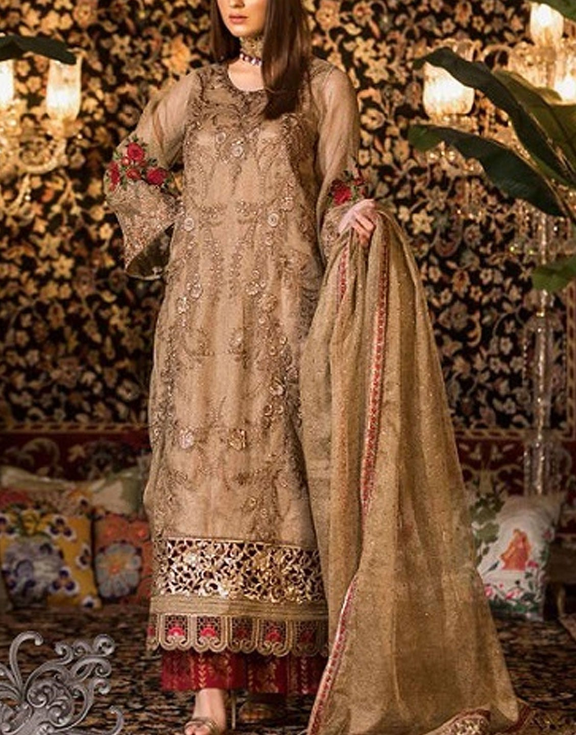 EshAisha Luxury Embroidered Net Wedding Dress | EA 512