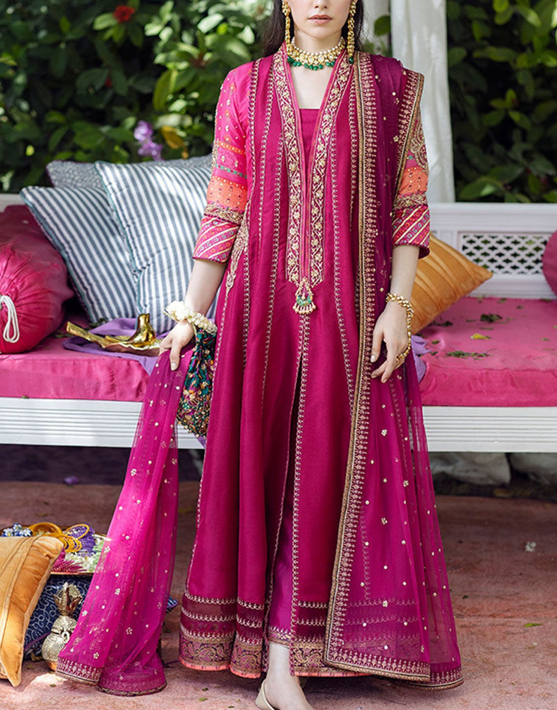 Pakistan Aziz Rind Farah Talib Aziz Zareen Fuchsia Kalidaar Dress | ZOELLA GREY FTA-08-24 ...