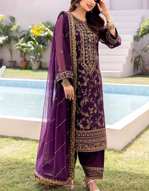 Adorable Embroidered Purple Chiffon Wedding Dress 