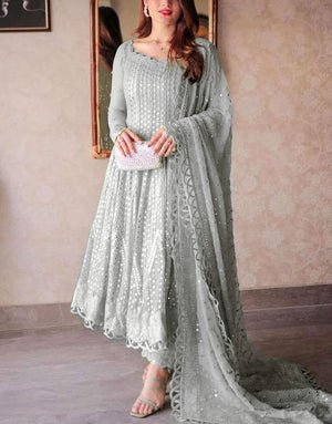 Heavy Embroidered Formal Chiffon Wedding Dress 