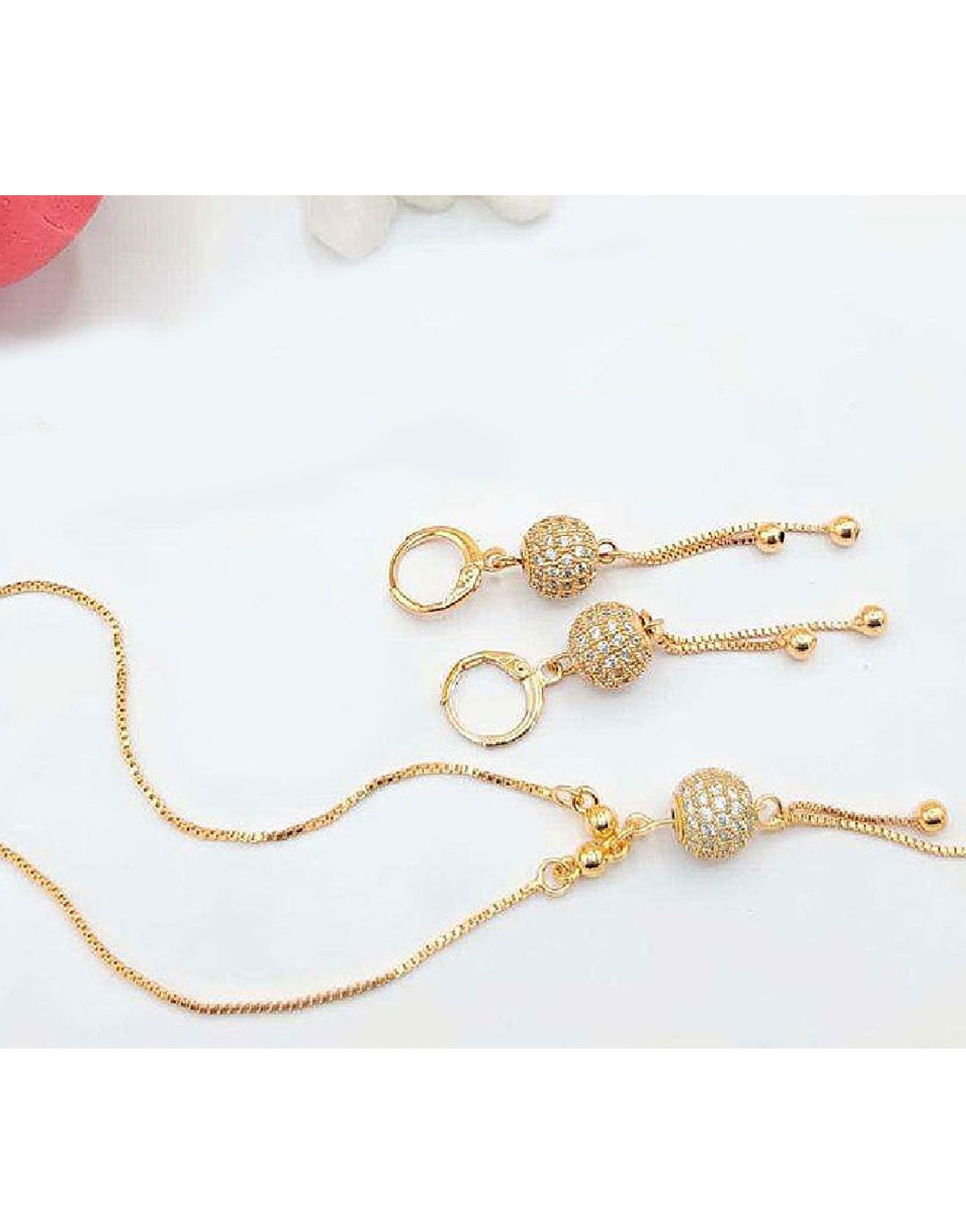 Adorable Ball Shaped Zircon Jewelry Set with Bracelet & Earrings