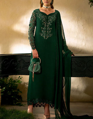 Elegant Embroidered Chiffon Party Wear Dress  with Silk Trouser