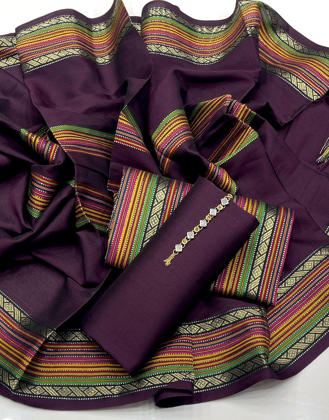 Traditional 3-Pieces Purple Sussi Dress 