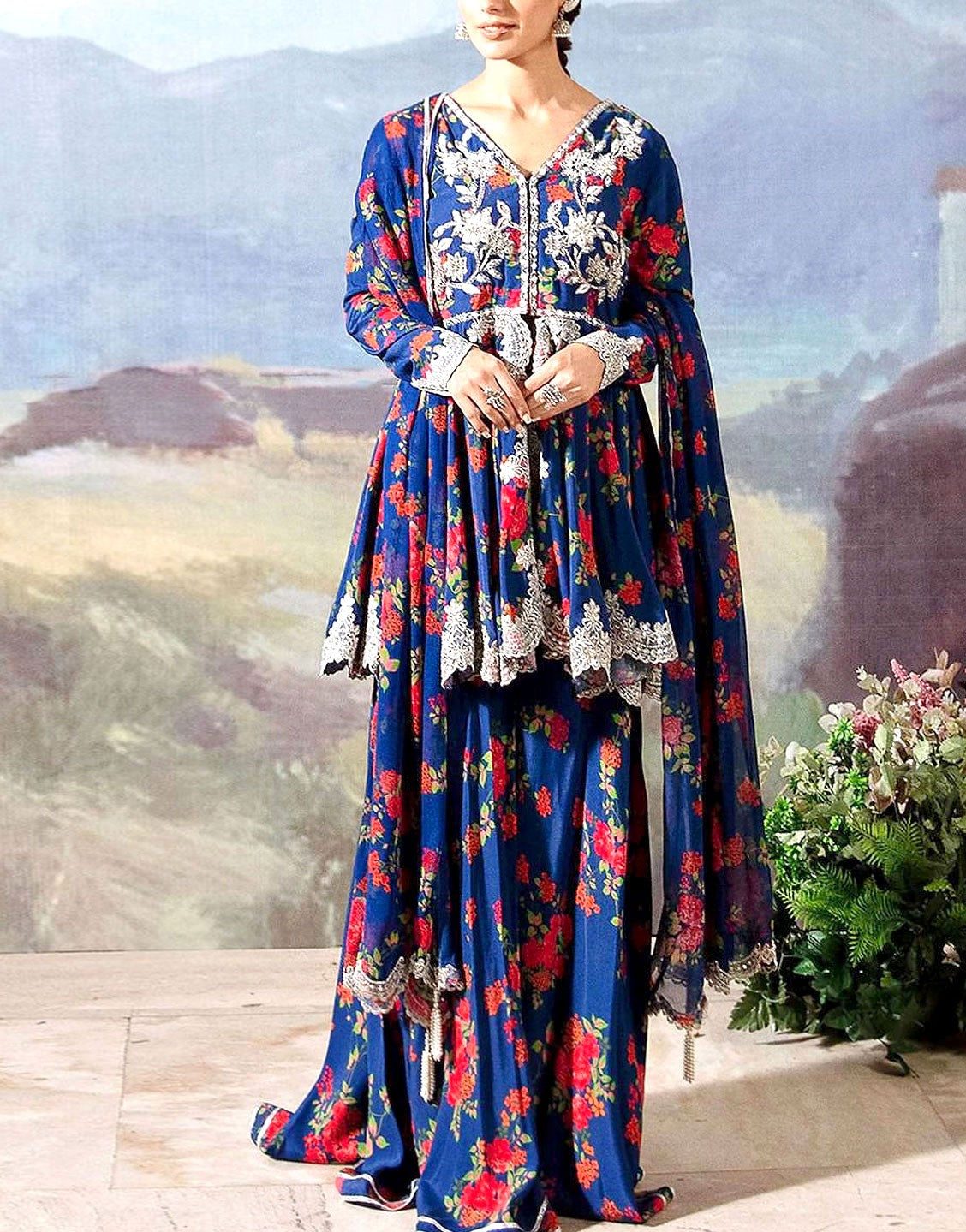 Digital All-Over Print Karandi Dress  with Karandi Dupatta