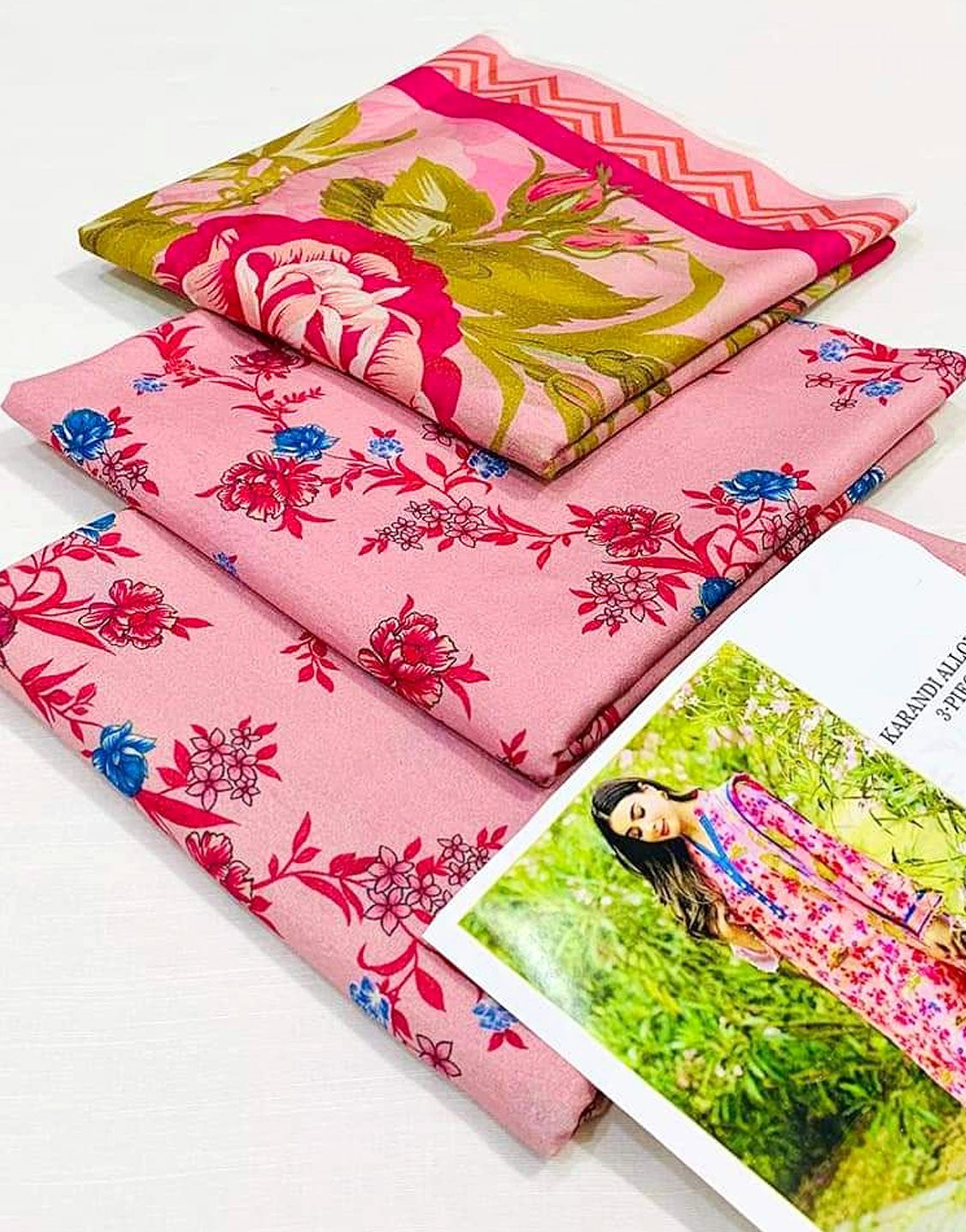 Digital All-Over Print Karandi Dress with Karandi Dupatta