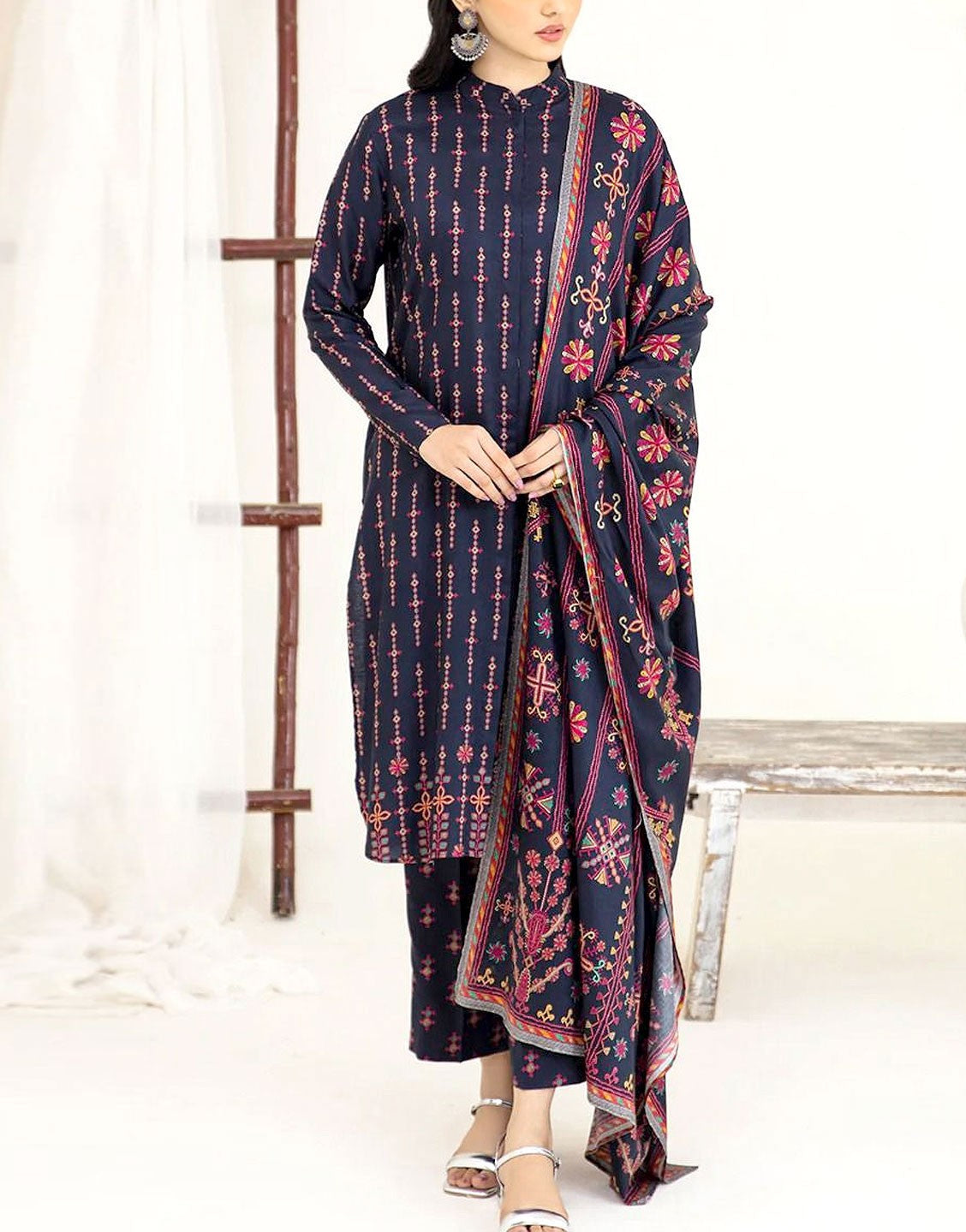 Digital All-Over Print Karandi Suit  with Karandi Dupatta