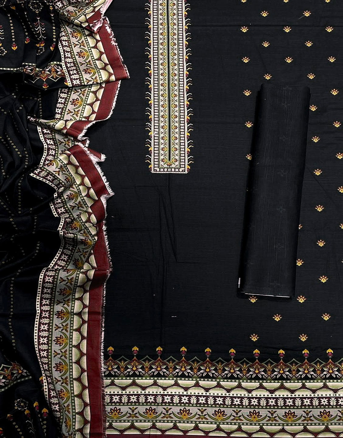 Digital Print Black Khaddar Suit with Khaddar Dupatta