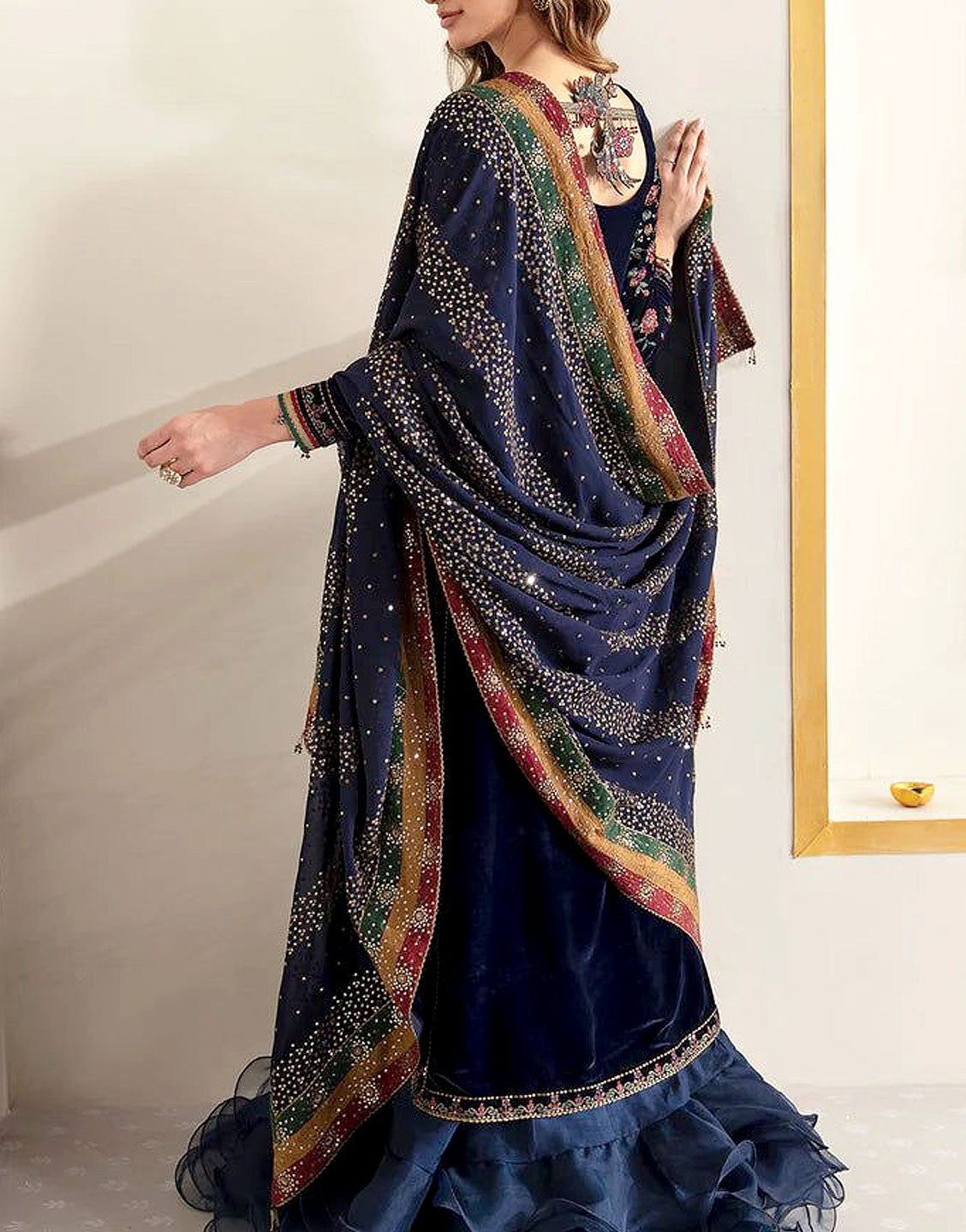Luxury Heavy Embroidered Velvet Dress with Emb. Chiffon Dupatta