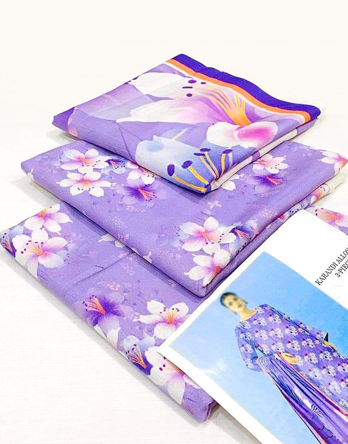 Digital All-Over Print Karandi Dress with Karandi Dupatta
