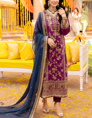 Heavy Embroidered Fancy Chiffon Wedding Wear Dress 