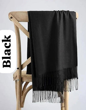 Winter Cashmere Wool Scarf for Girls - Black