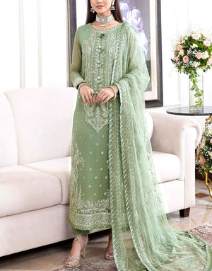 Heavy Embroidered Chiffon Party Dress with Embroidered Net Dupatta