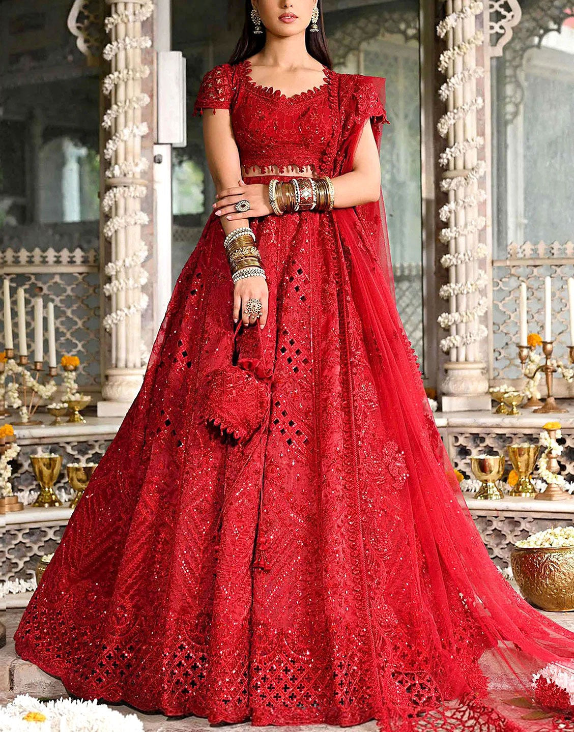 Luxury Handwork Heavy Embroidered NET Bridal Maxi Dress 