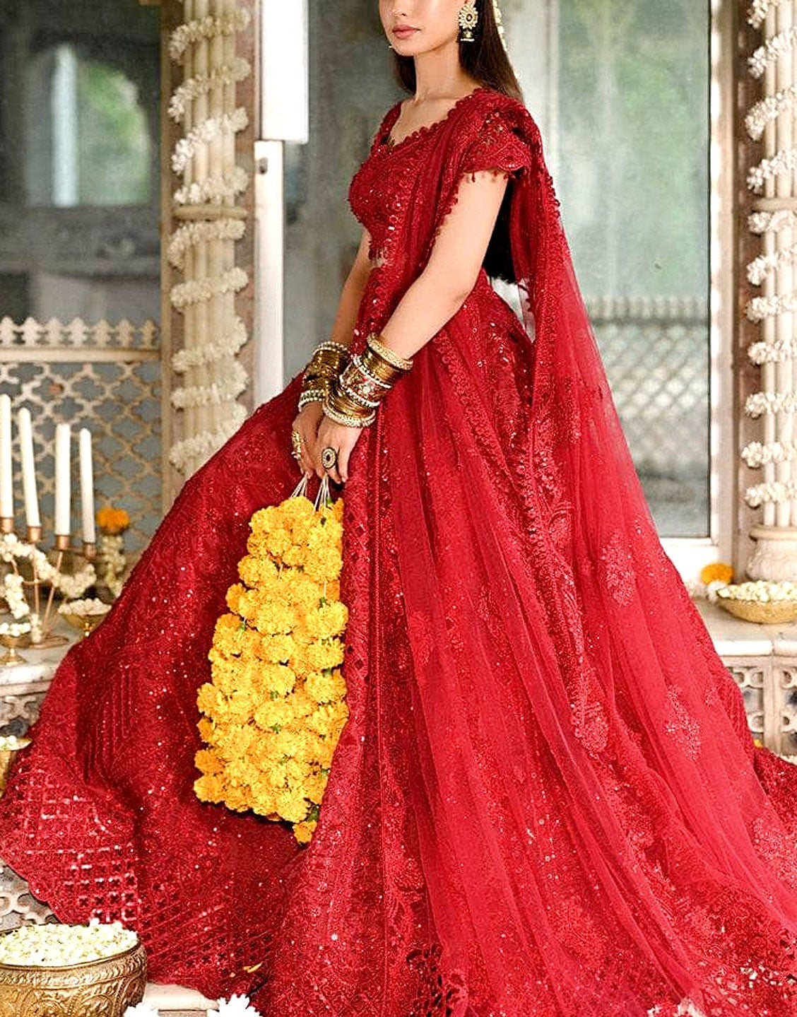 Luxury Handwork Heavy Embroidered NET Bridal Maxi Dress