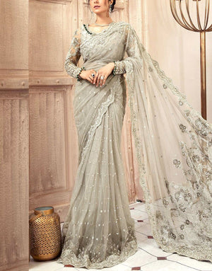 Luxury Handwork Heavy Embroidered NET Wedding Saree 