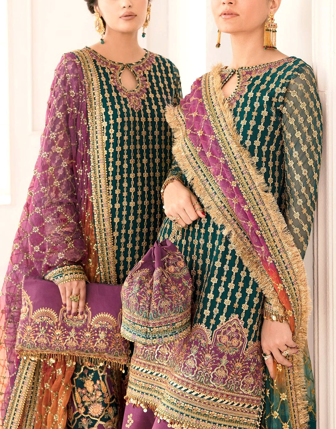 Luxury Embroidered with Heavy Handwork Organza Bridal Wear Dress