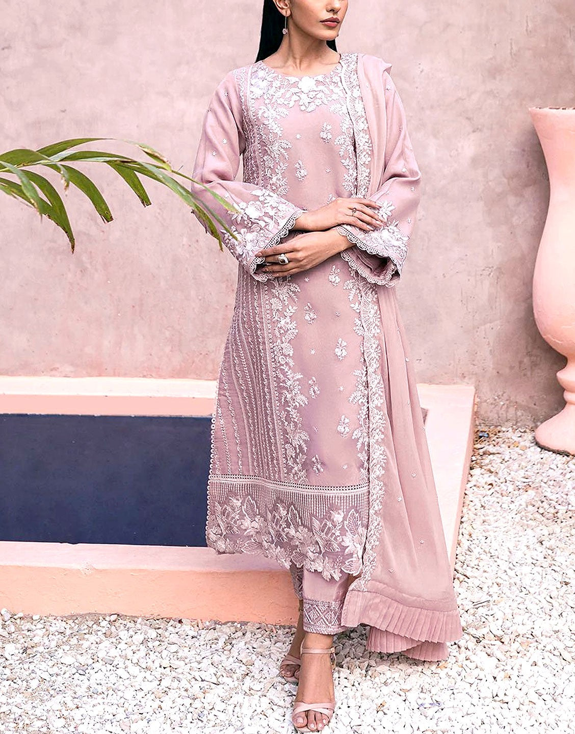 Elegant Embroidered Fancy Chiffon Party Wear Dress 