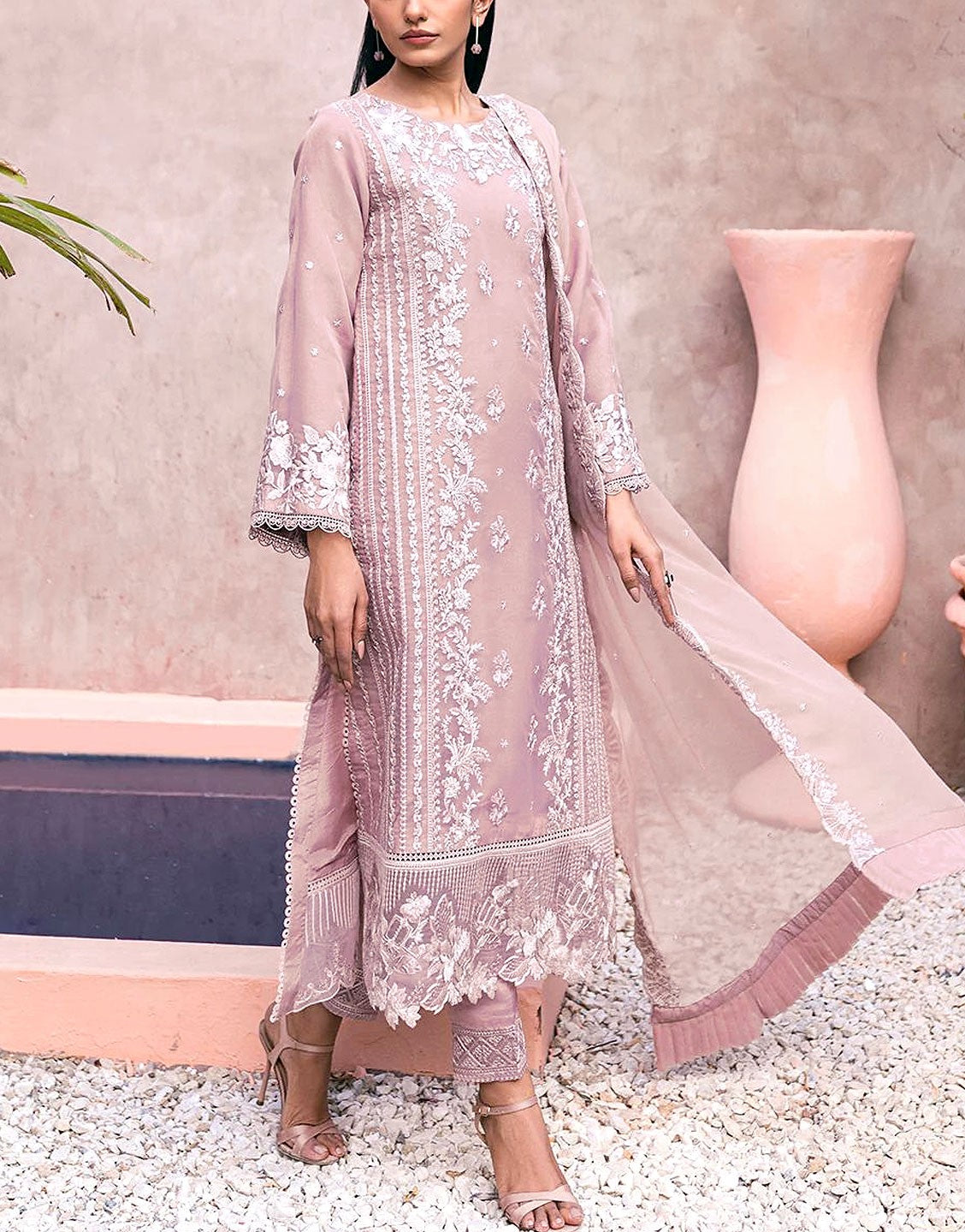 Elegant Embroidered Fancy Chiffon Party Wear Dress