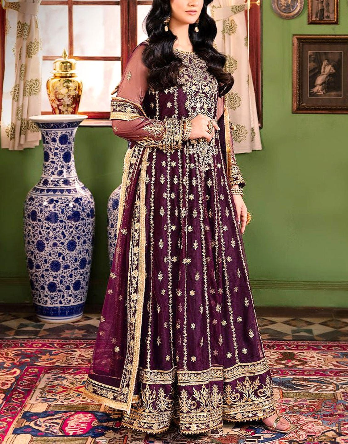 Luxury Handwork Heavy Embroidered NET Bridal Wear Maxi 