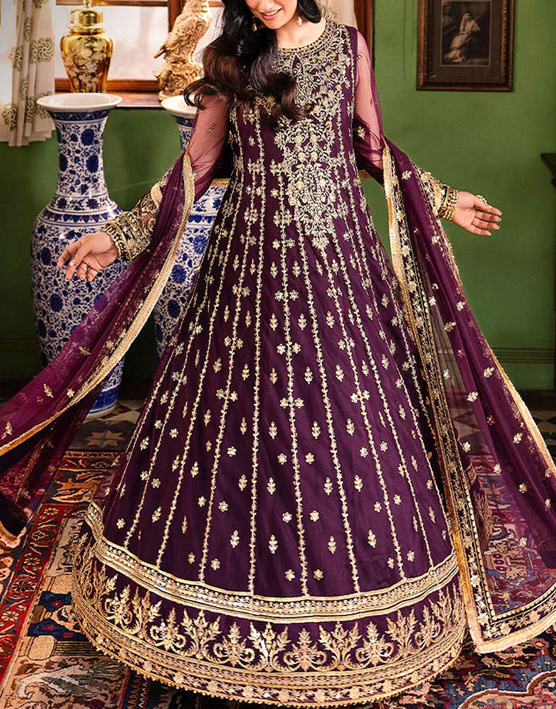 Luxury Handwork Heavy Embroidered NET Bridal Wear Maxi