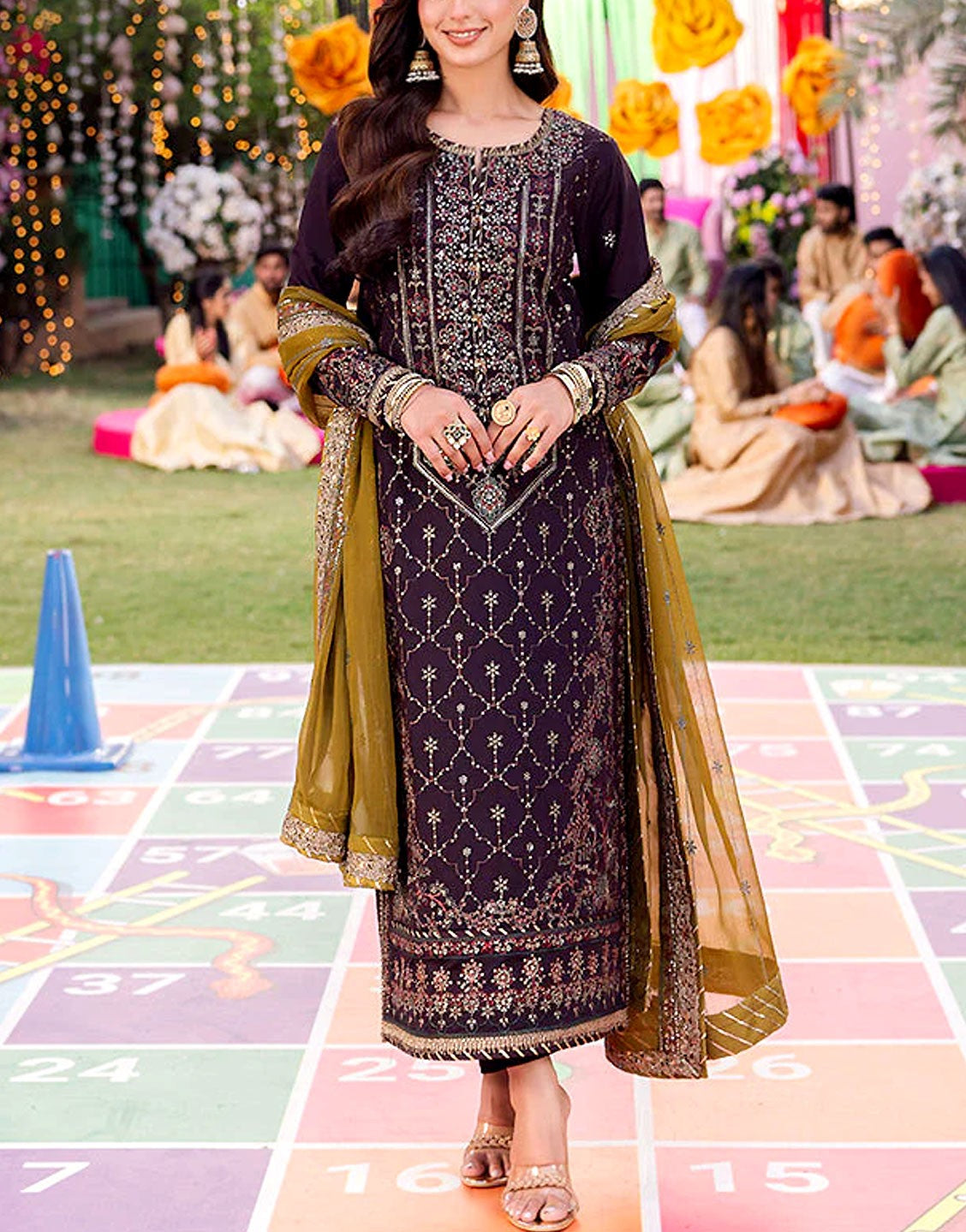Heavy Embroidered Formal Chiffon Wedding Dress 