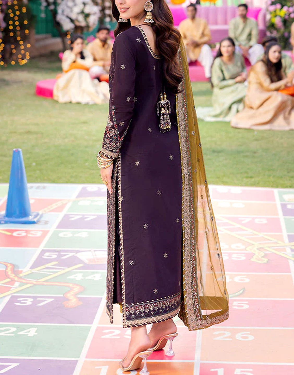 Heavy Embroidered Formal Chiffon Wedding Dress