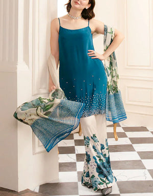 Digital Print Shamoz Silk Party Dress  with Silk Dupatta