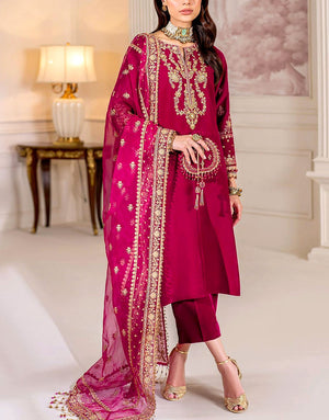 Luxurious Handwork Embroidered Velvet Dress with Emb. Organza Dupatta