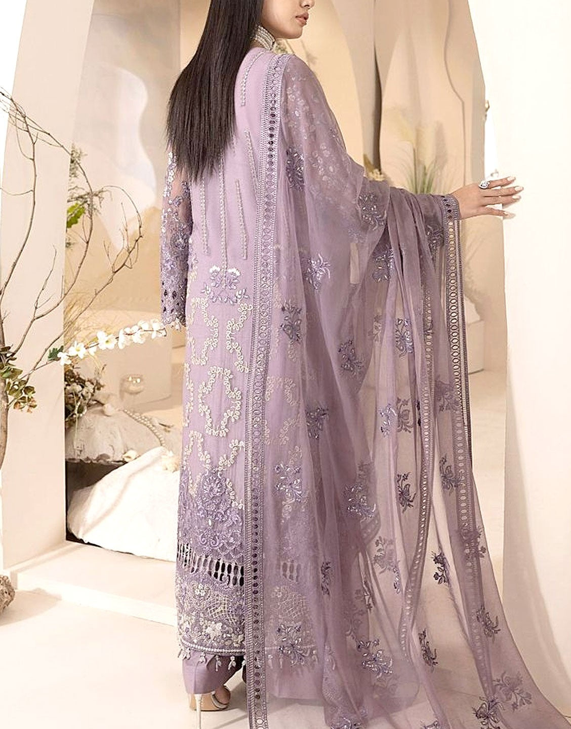 Heavy Embroidered Fancy Chiffon Party Wear Dress