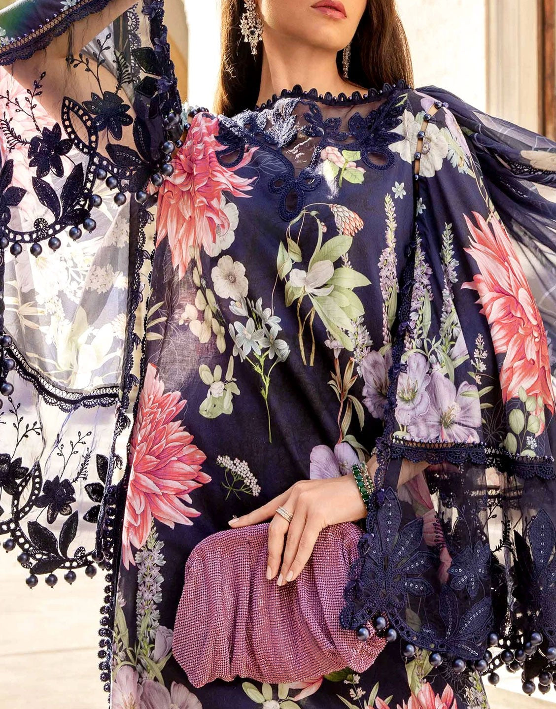 All-Over Print Embroidered Lawn Dress with Chiffon Dupatta - Out of Stock