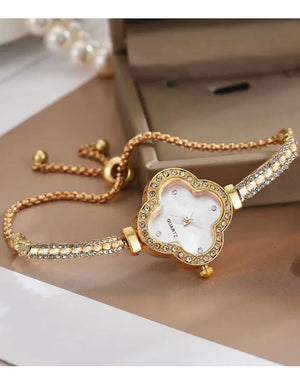 Trendy Four Leaf Clover Bracelet Watch for Girls