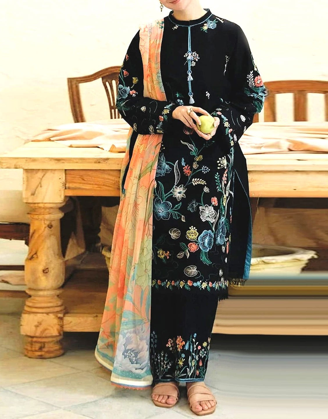 Embroidered Lawn Dress  with Digital Print Diamond Lawn Dupatta