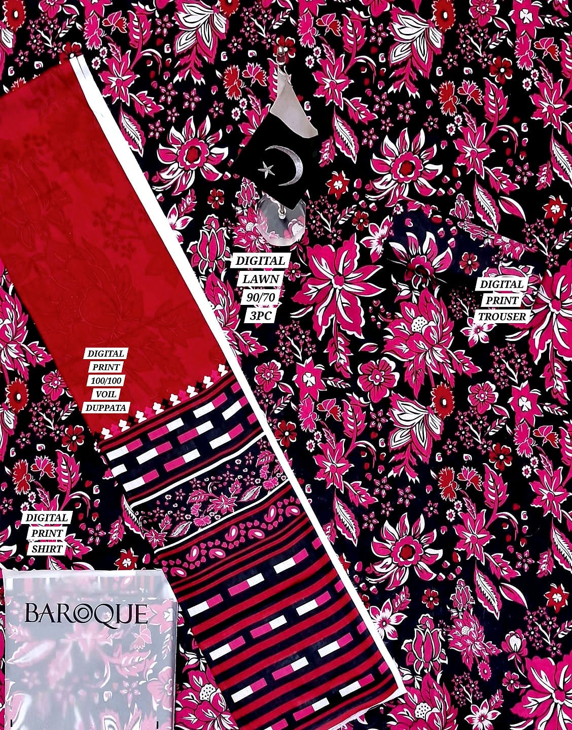 All-Over Digital Print Lawn Dress with Voil Lawn Dupatta