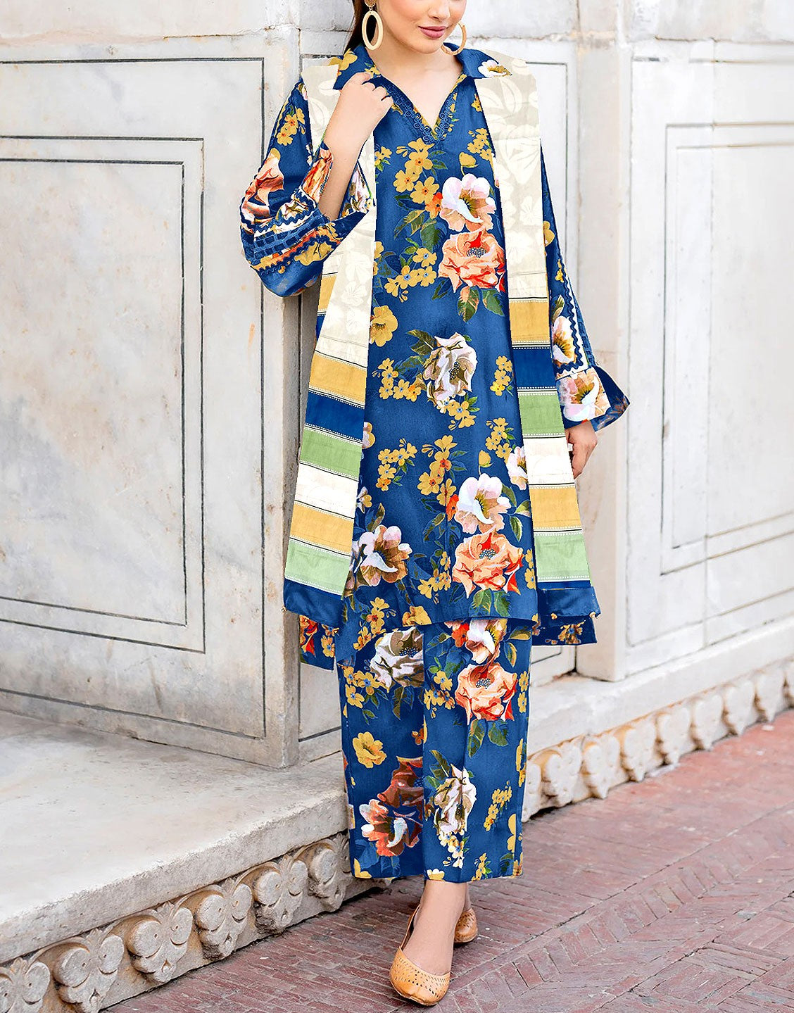 All-Over Digital Print Lawn Suit  with Voil Lawn Dupatta