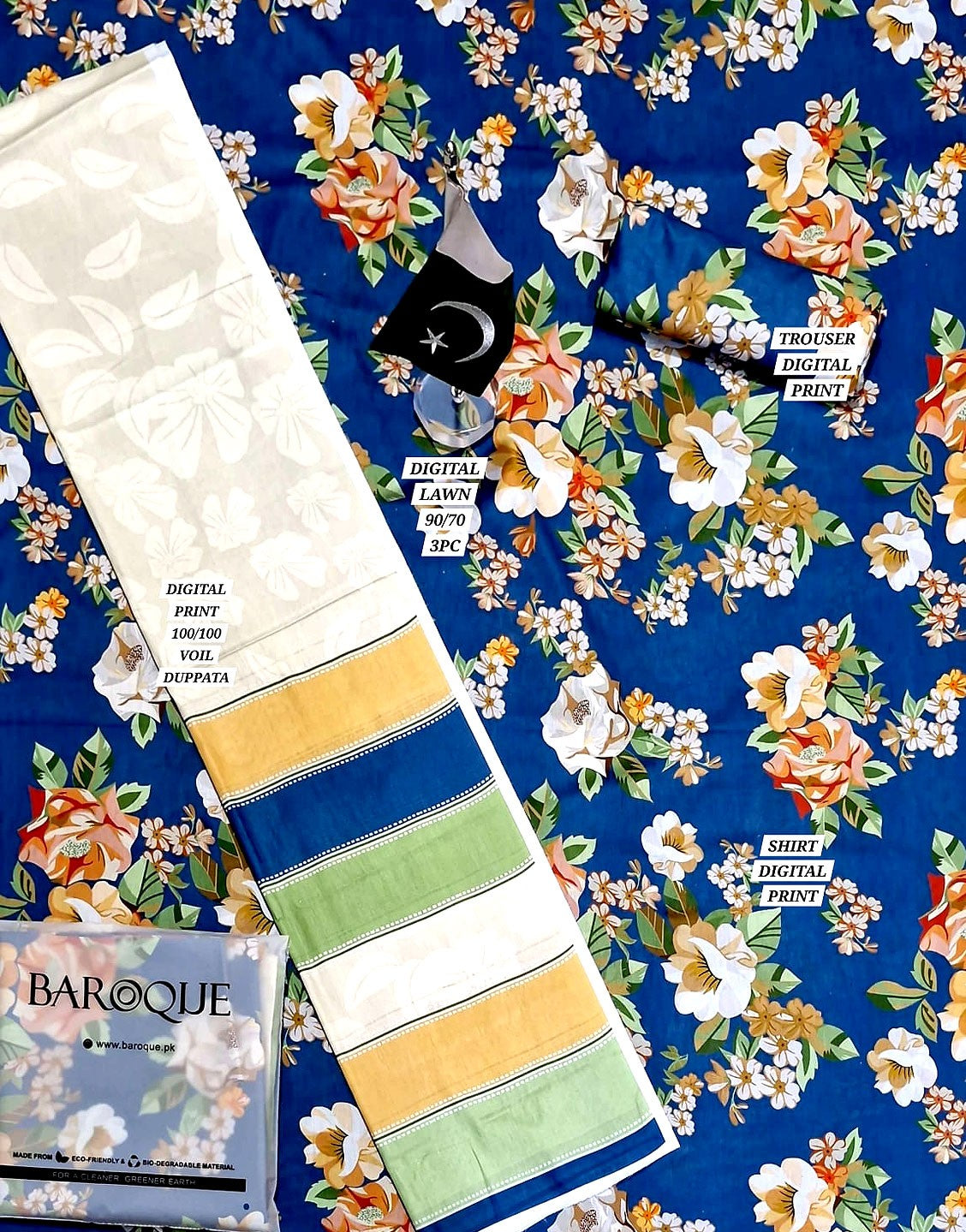 All-Over Digital Print Lawn Suit with Voil Lawn Dupatta