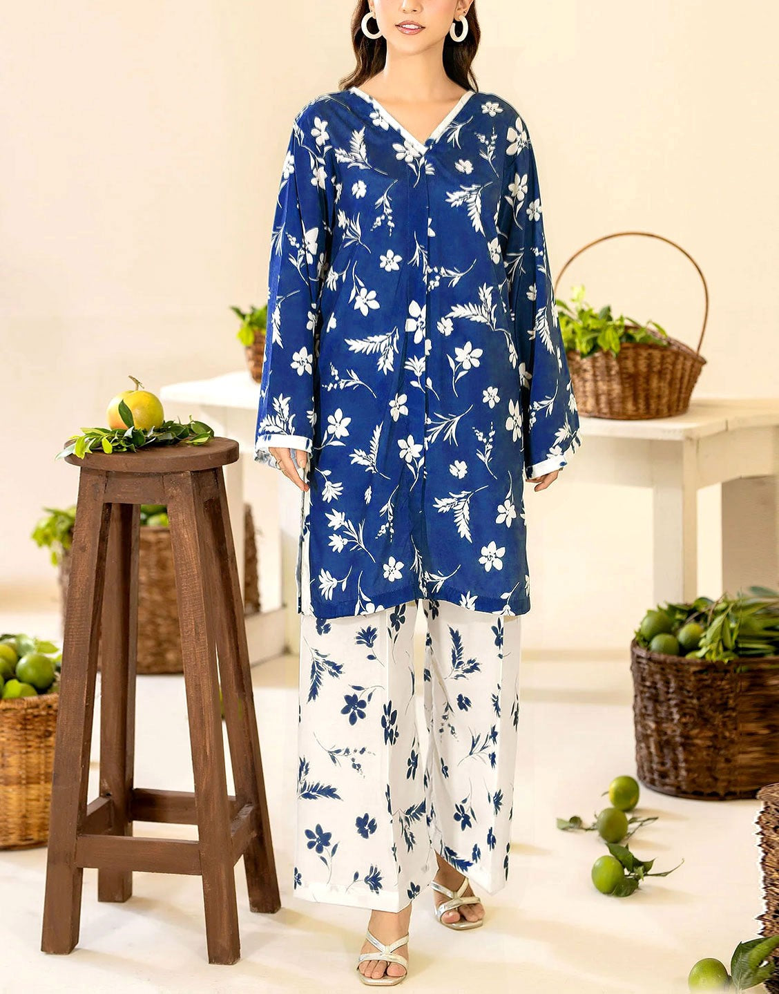 Trendy 2-Piece Digital Print Shuttless Lawn Dress  with Printed Trouser