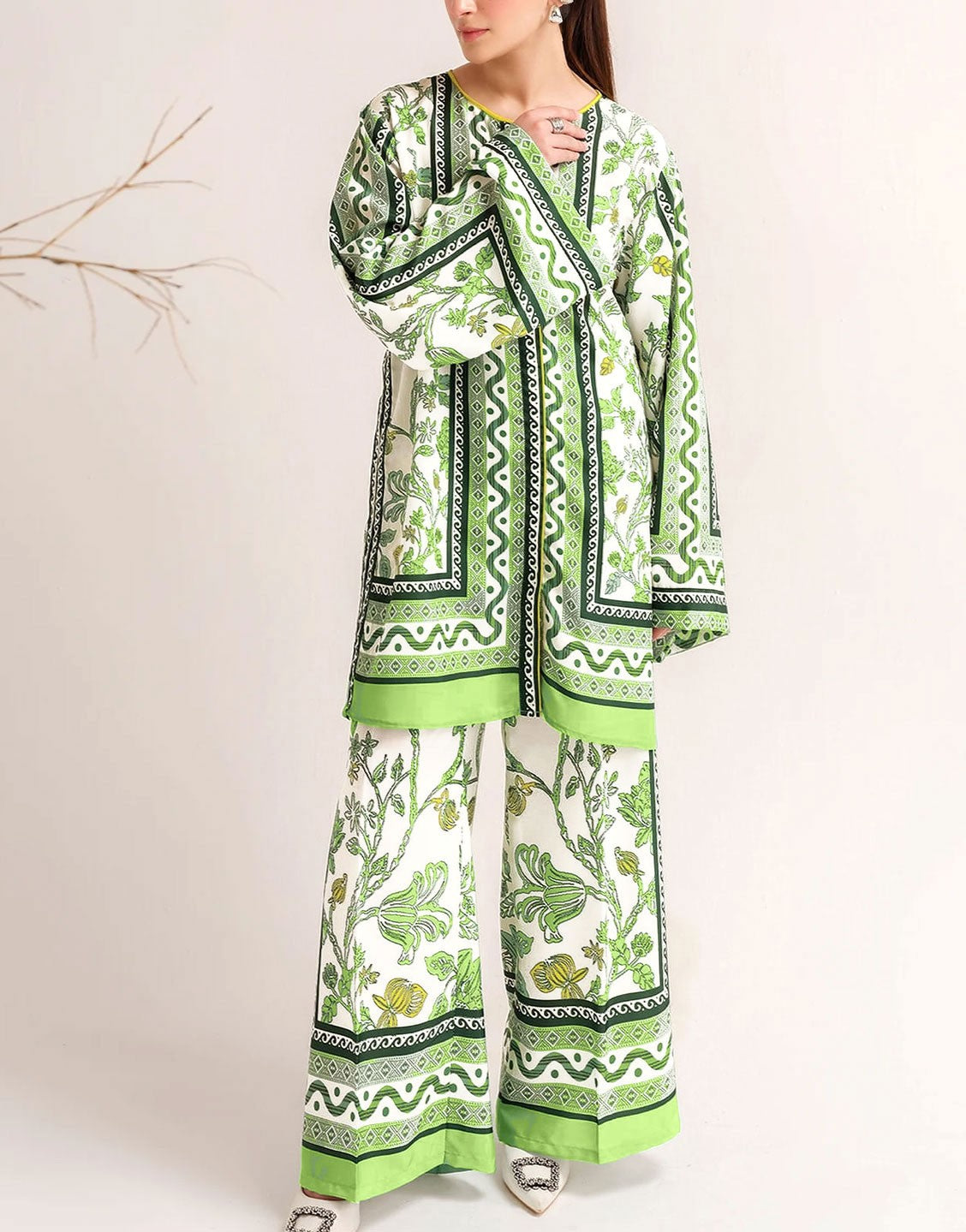 Trendy 2-Piece Digital Print Shuttless Lawn Dress  with Printed Trouser