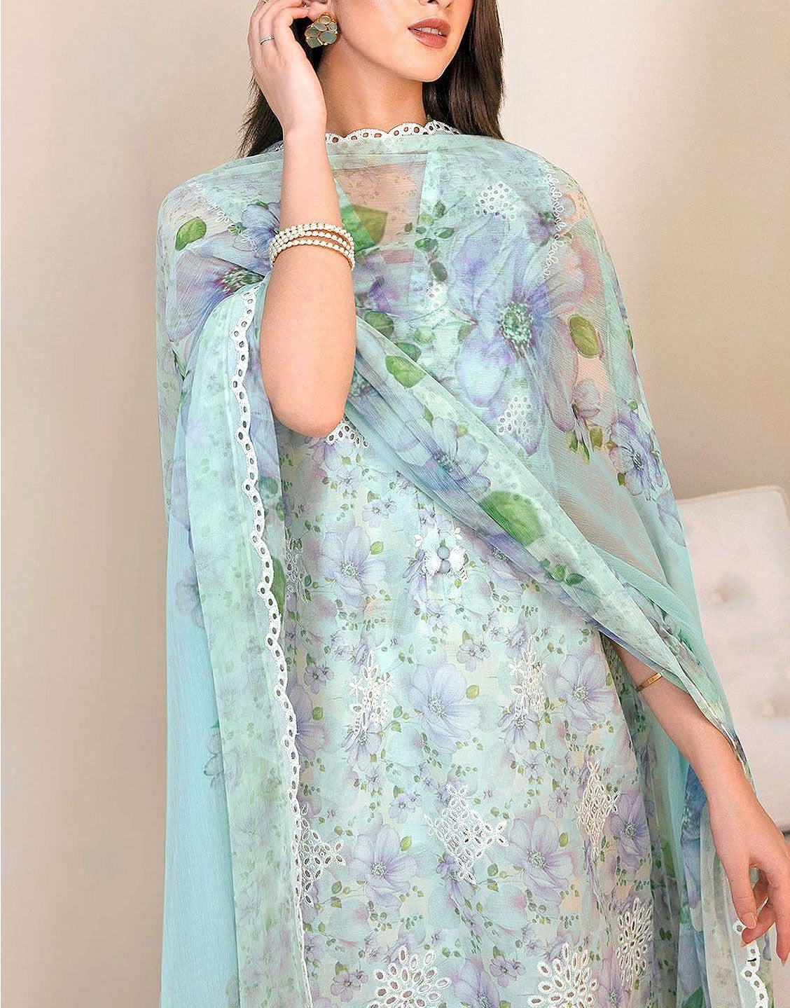 Adorable Chikankari Embroidered EID Lawn Dress with Chiffon Dupatta - Out of Stock