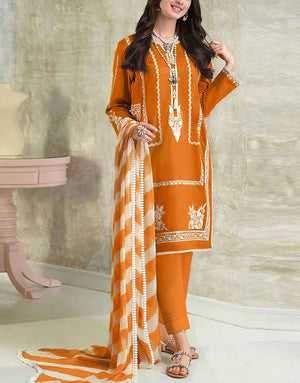 Heavy Embroidered Lawn Suit  with Diamond Zari Dupatta