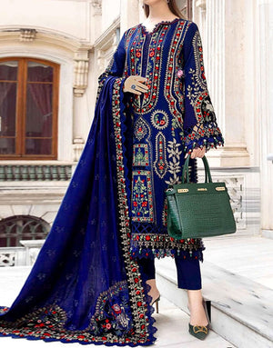 Cultural Inspired Embroidered Cotton Dress  with Chiffon Dupatta
