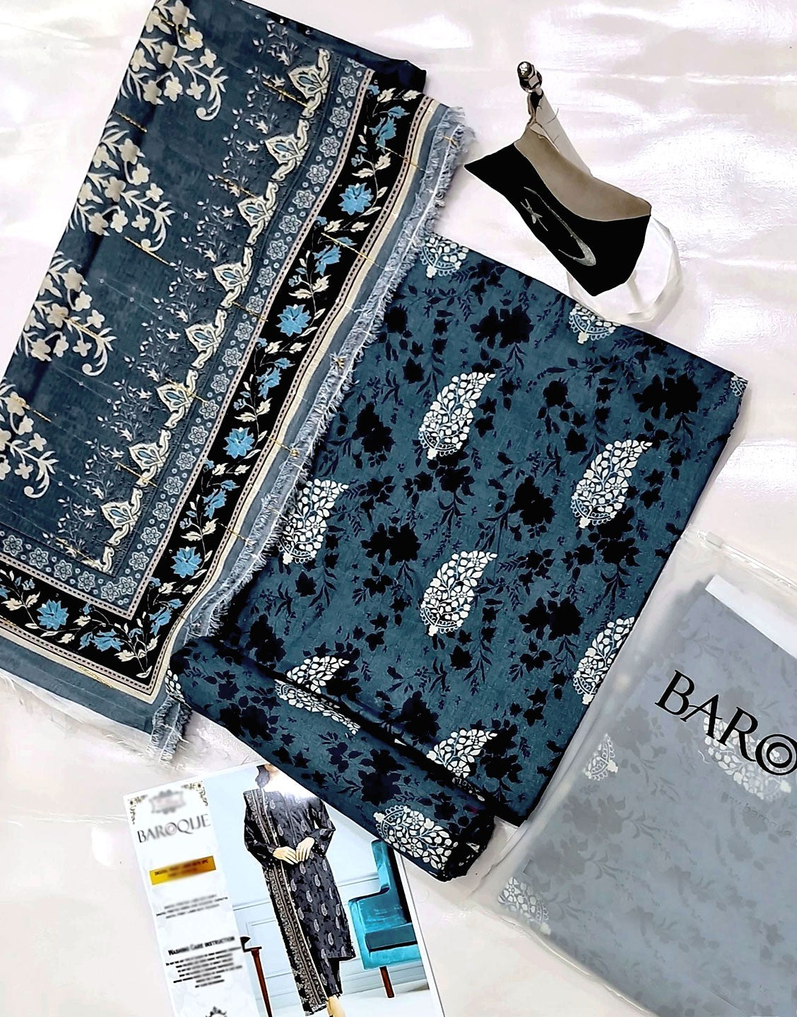 All-Over Digital Print Lawn Dress with Swiss Zari Dupatta - Out of Stock