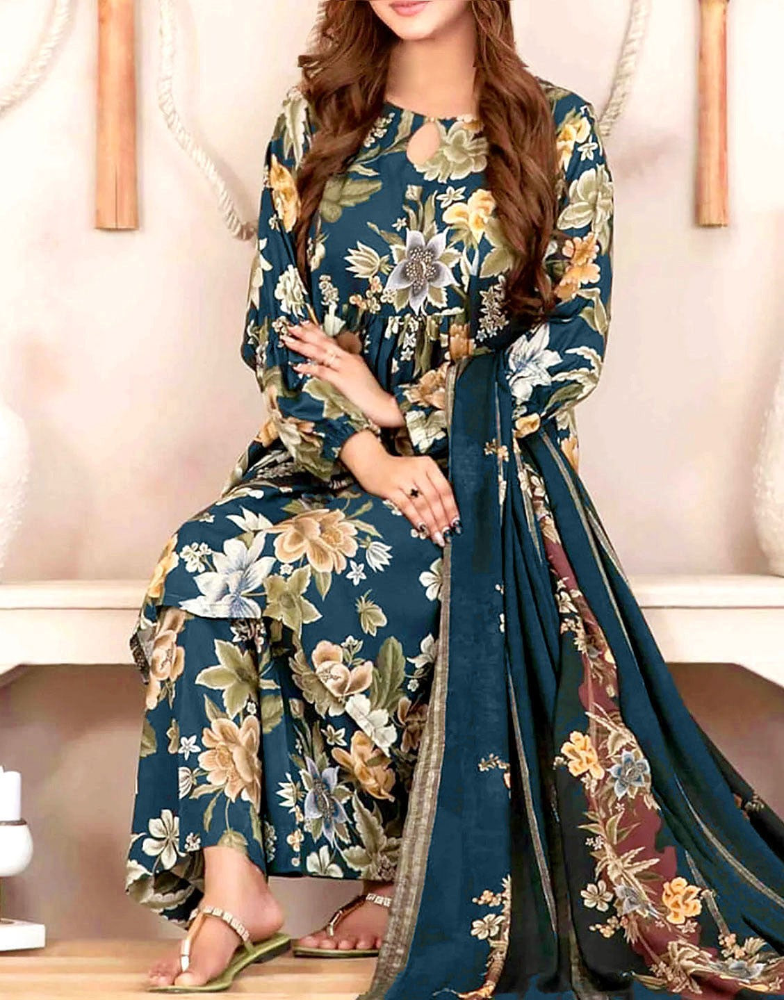 All-Over Digital Print Lawn Suit  with Swiss Zari Dupatta